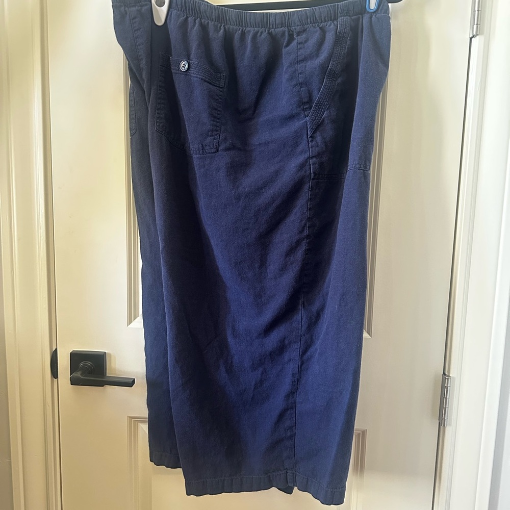 Ellos Navy Elastic Waist Crop Pants